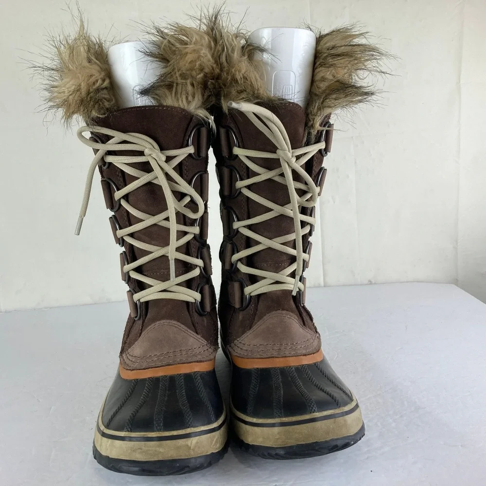 Sorel Joan of Arctic‎ Snow Boots Women 9 Brown Waterproof Faux Fur Gorpcore
